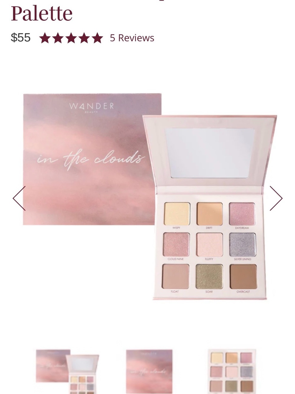 Wander Beauty In The Clouds Eyeshadow Palette - Pink, Cream, Gold, Taupe